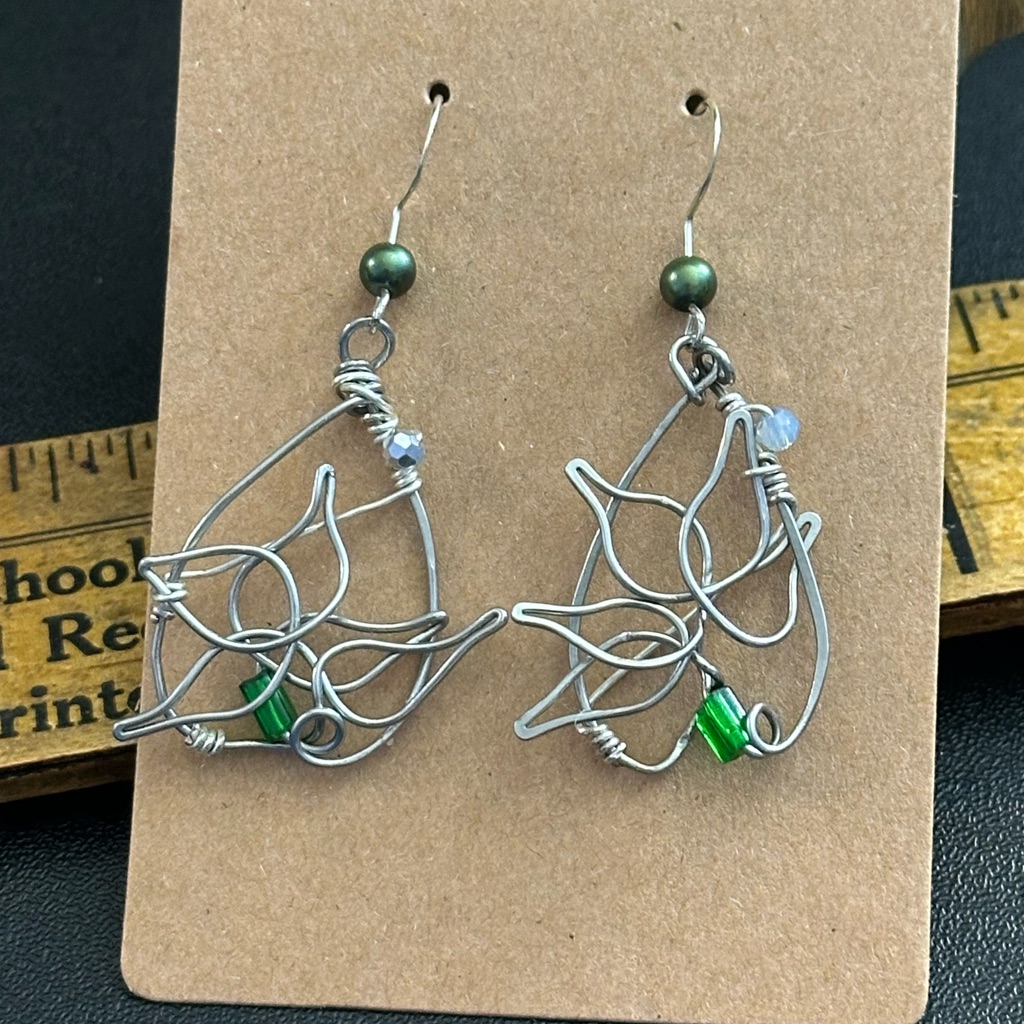 Lotus Wire Earrings With Beads